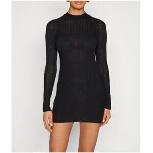 NEW BILLABONG ~ Everleigh Mock Neck Mini Dress Size Small Black Coastal Chic